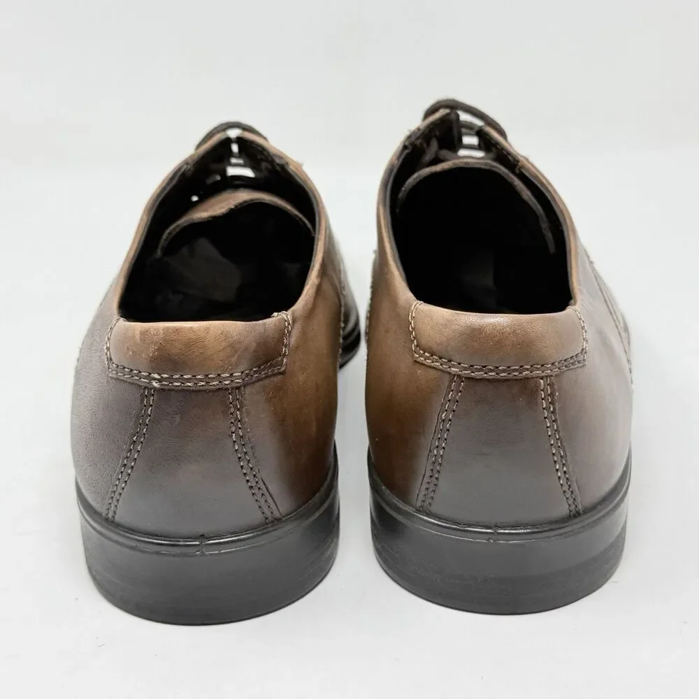 Ecco Melbourne Tie Derby Shoes Mens 10 EU 44 Brown Leather Casual Dress Business